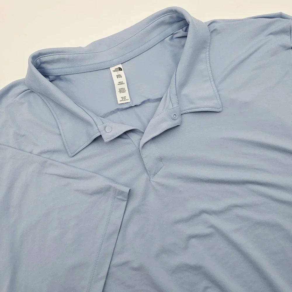 The North Face Dune Sky Polo‎ Shirt Mens XXL Blue Performance Short Sleeve